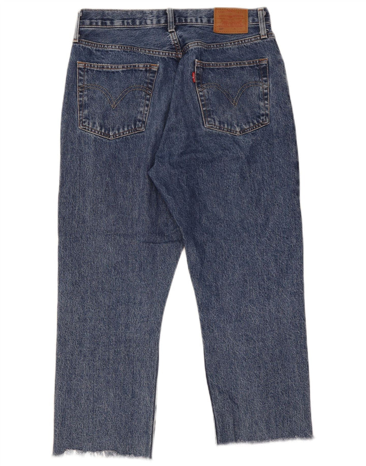 LEVI'S Dame 501 Crop Straight Jeans W30 L23 Blå Bomuld