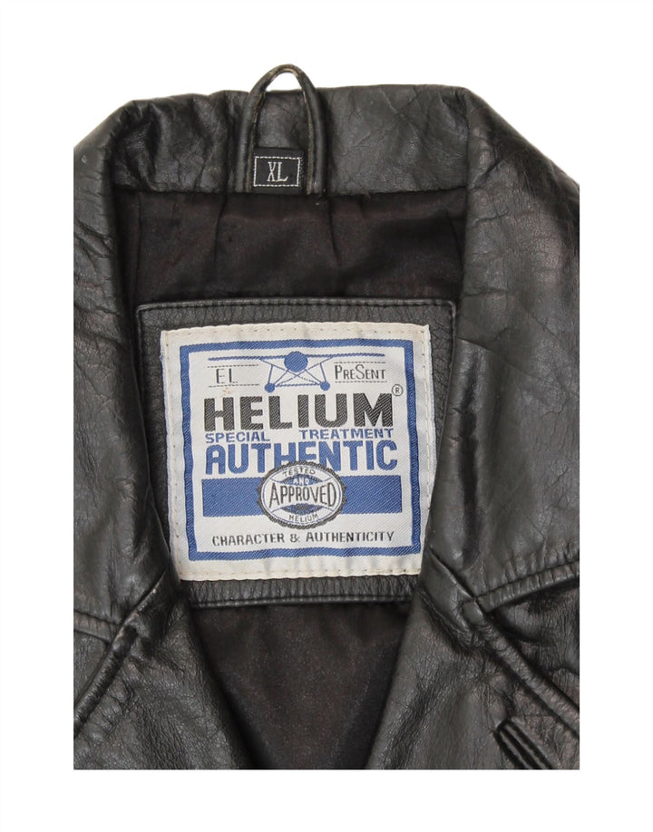 HELIUM Mens Leather Jacket UK 42 XL Black Leather Vintage Helium and Second-Hand Helium from Messina Hembry 