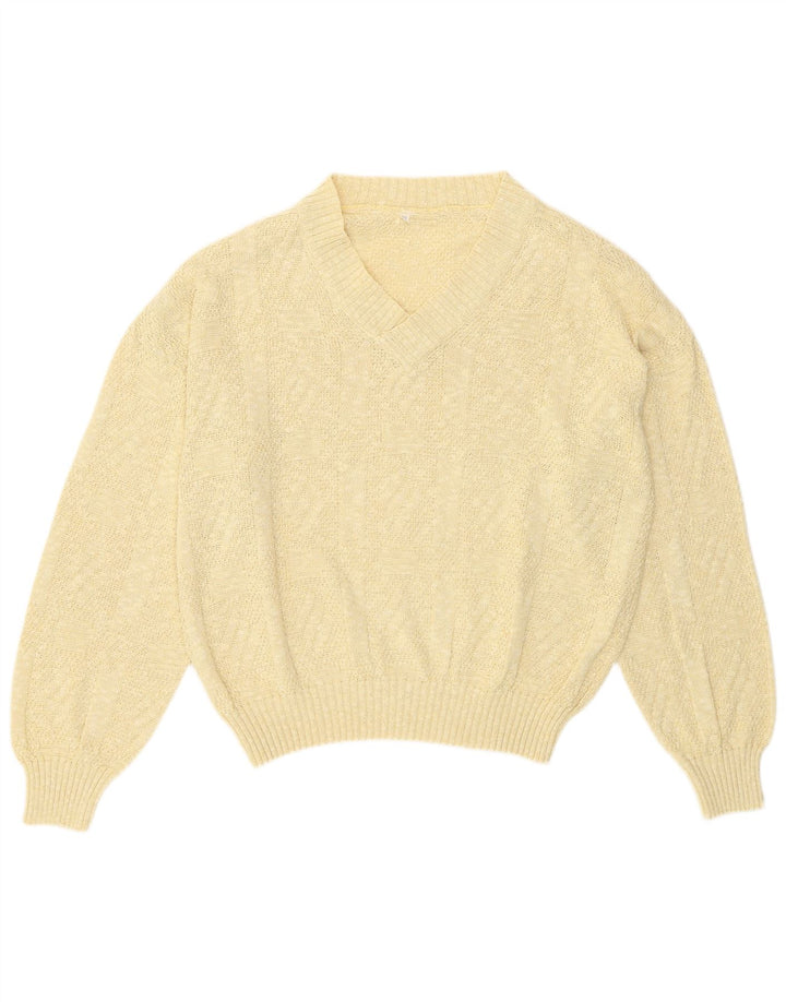 Vintage Dame V-hals sweater IT 50 XL Beige