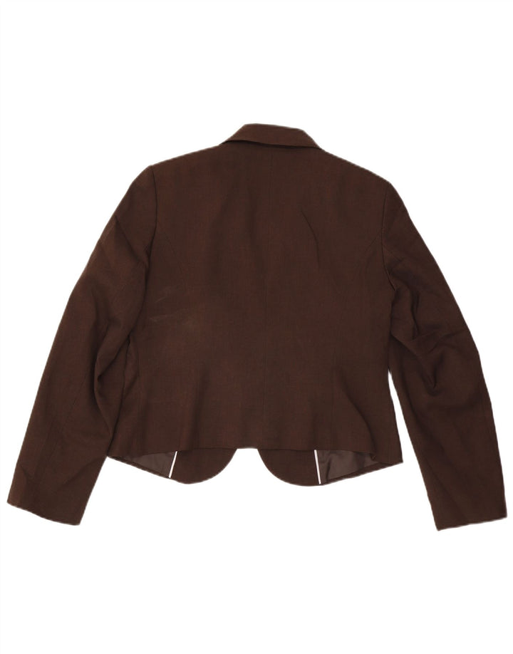 Marks & Spencer Dame 1-knaps blazerjakke UK 14 Medium Brun Polyester