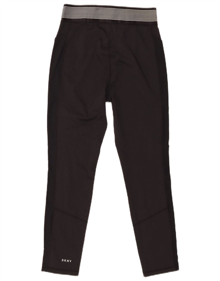 Dkny Womens Graphic Crop Leggings UK 12 Medium Black Polyester