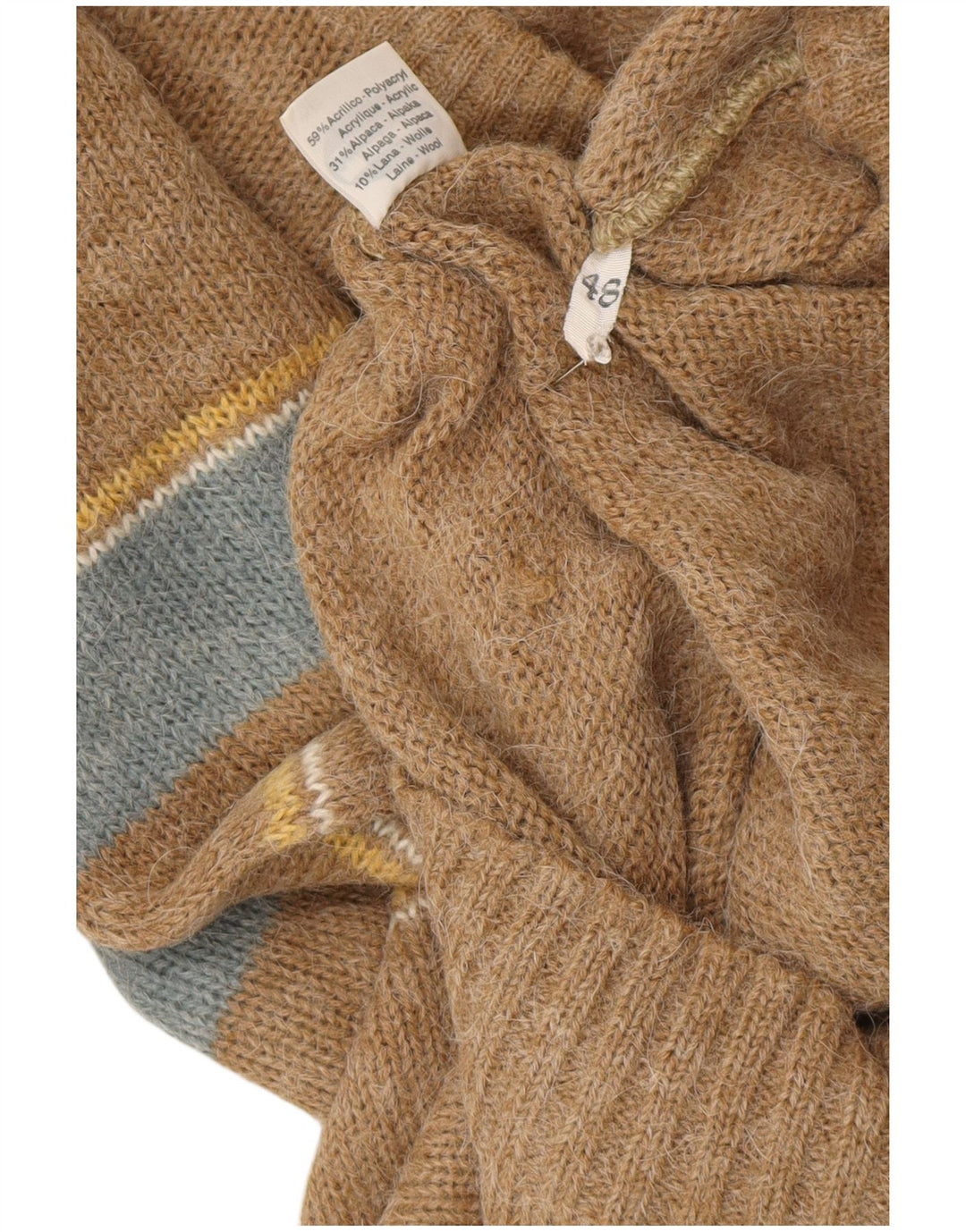 Portobello's herre sweater med rund hals IT 48 Medium Brown Colourblock