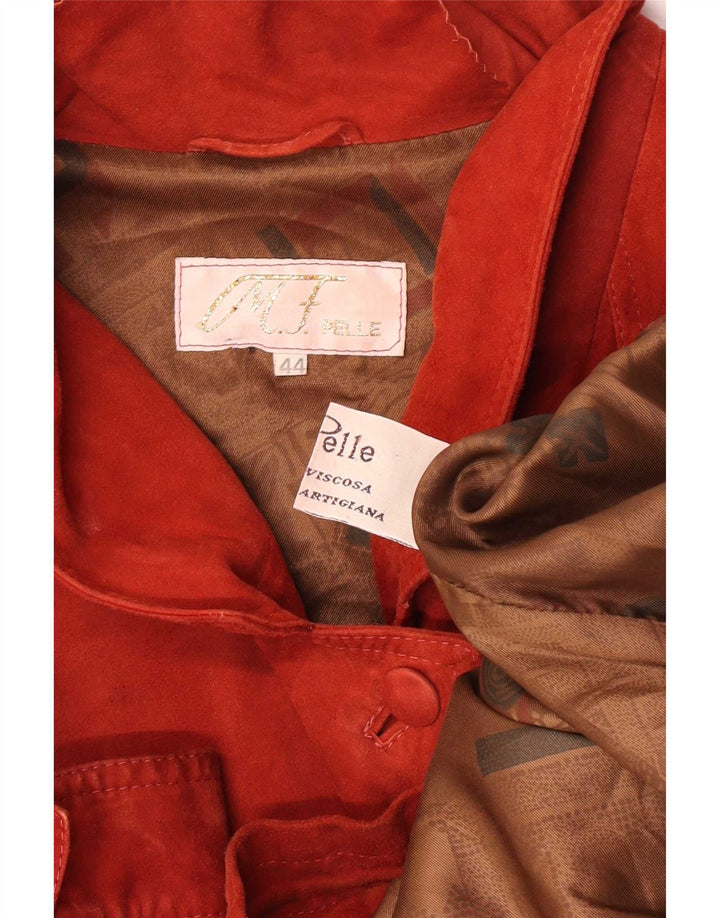 Vintage Dame Oversized Ruskindsjakke IT 44 Medium Rødt Læder