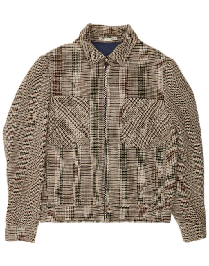 Zara Womens Full Zip Bomber Jacket UK 14 Medium Beige Ternet polyester