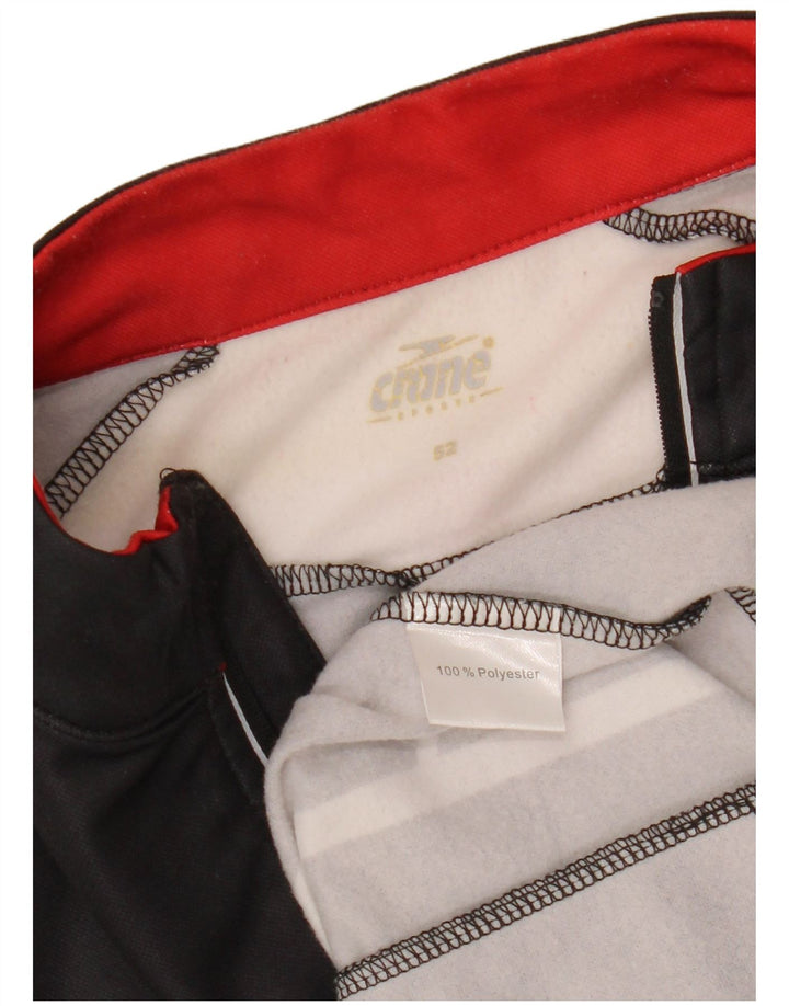 CRANE Herre Zip Neck Pullover Træningsdragt Top IT 52 Stor Sort Geometrisk