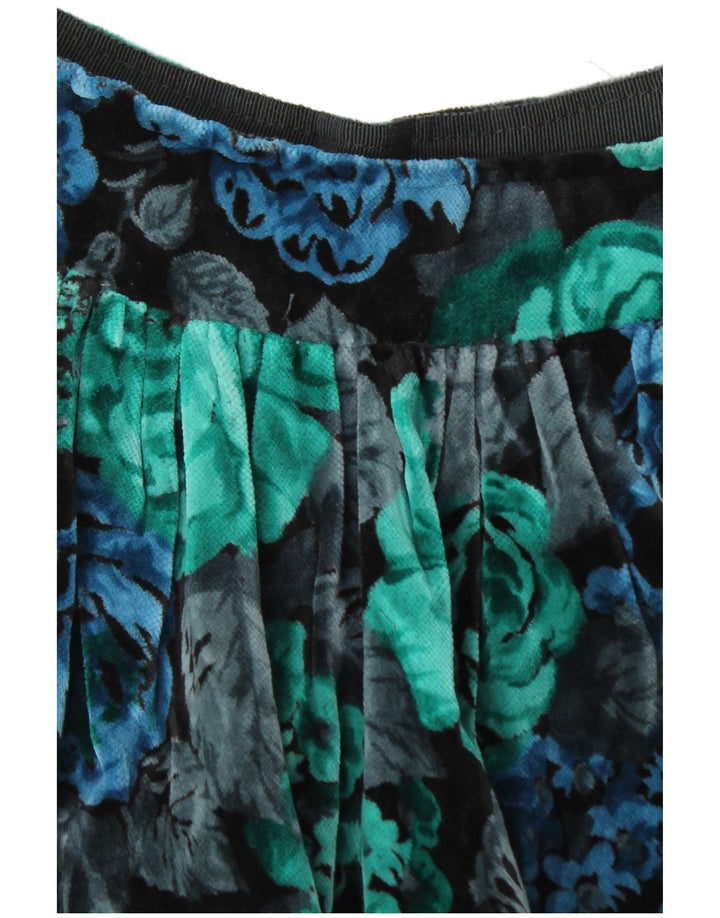 Vintage Kvinders Velvet A-Line nederdel W28 Medium Multicolored Floral