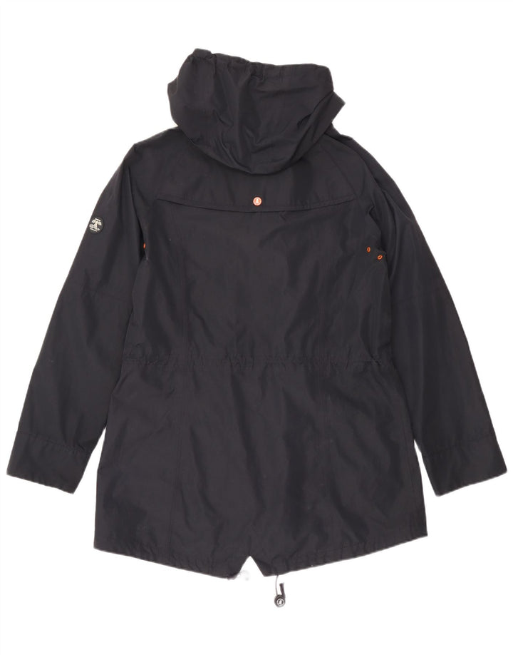 Barbour Dame Hooded Parka Jacket UK 14 Large Navy Blue Polyester