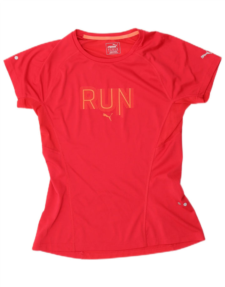Puma Graphic T-Shirt Top UK 10 Lille rød polyester