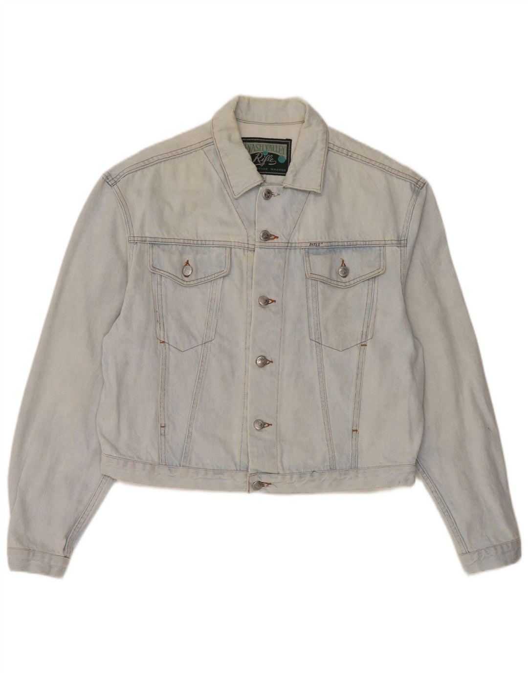 RIFLE Womens Crop Oversized denimjakke UK 10 Small Blue Cotton