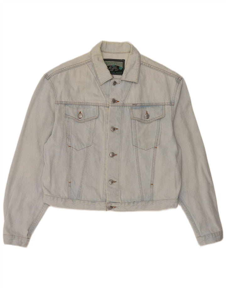 RIFLE Womens Crop Oversized denimjakke UK 10 Small Blue Cotton