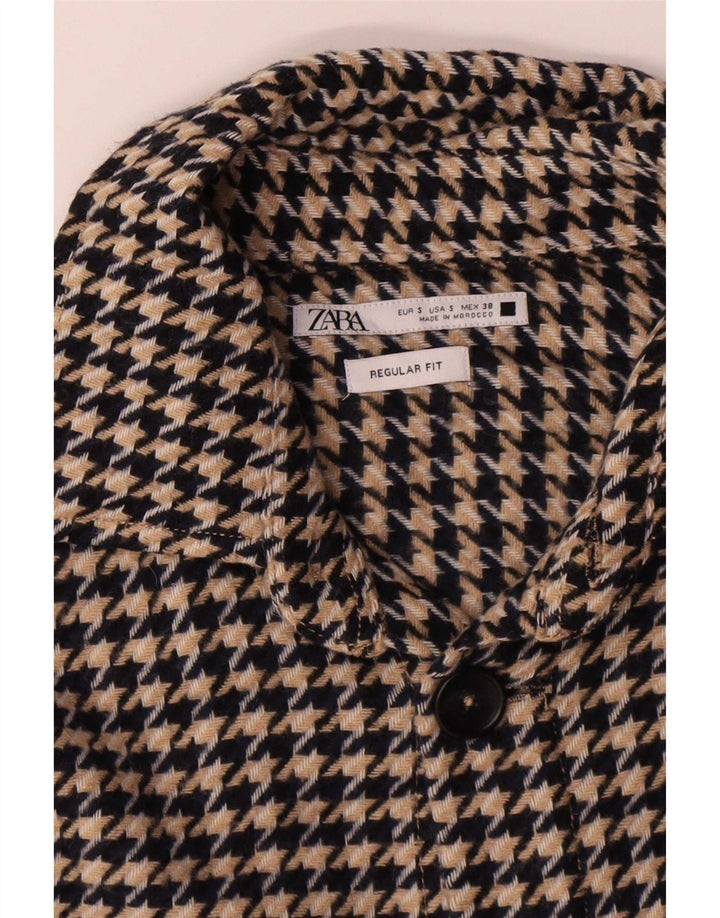 Zara Herre Regular Fit Overshirt Skjorte Lille Brun Houndstooth