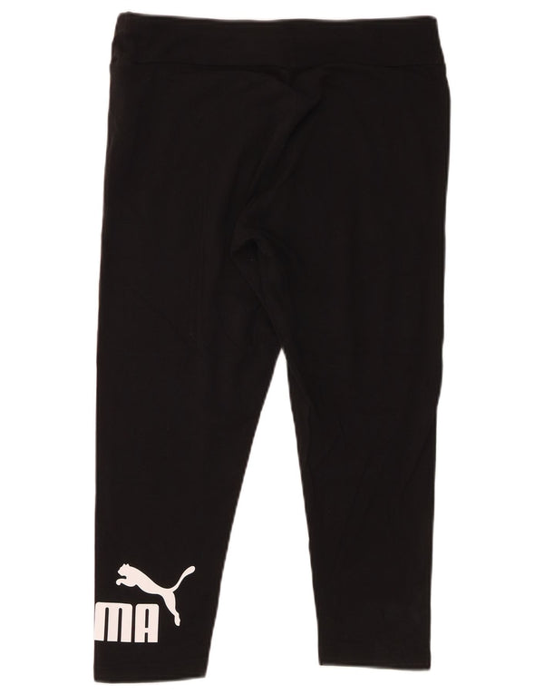 Puma Kvinders Grafiske Capri Leggings UK 12 Medium Sort Bomuld