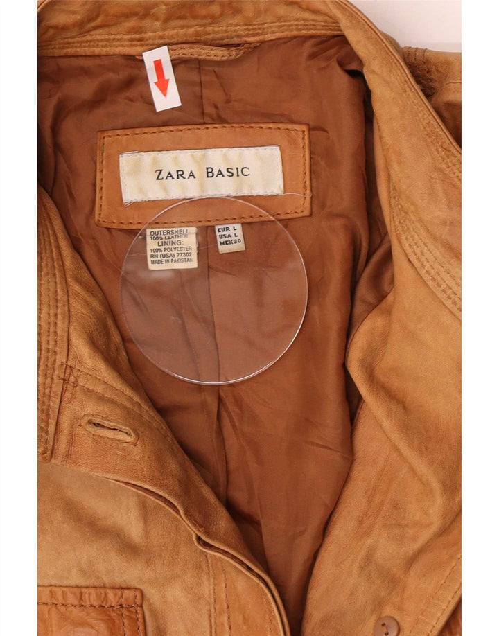 Zara Dame Ruskindsjakke UK 14 Large Brown Læder