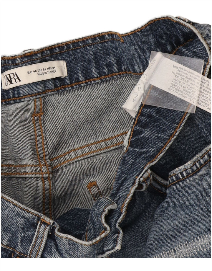 Zara Herre Distressed Denim Shorts EU 40 Medium W31 Blå Bomuld