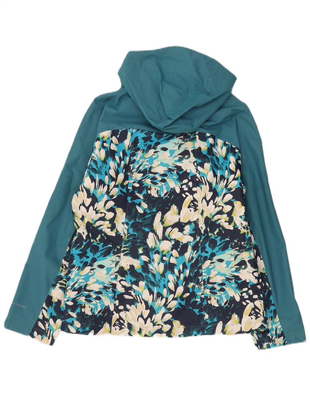 Columbia Dame Hætte vindjakke UK 10 Small Blue Floral Polyester