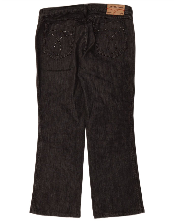 Calvin Klein Dame Straight Jeans W30 L28 Sort Bomuld