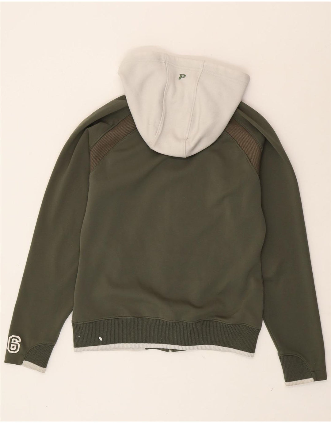 PEAK PERFORMANCE Womens Zip Hoodie Sweater UK 12 Medium Green Colourblock Vintage Peak Performance and Second-Hand Peak Performance from Messina Hembry 