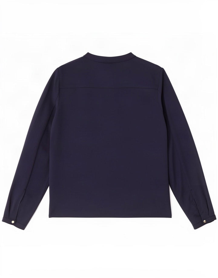 Zara Dame Langærmet Bluse Top UK 12 Medium Navy Blue