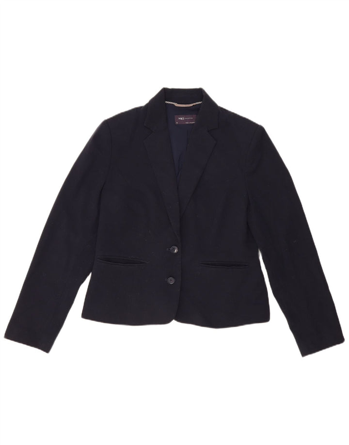 Marks & Spencer Dame 2 Button Blazer Jacket UK 12 Medium Navy Blue