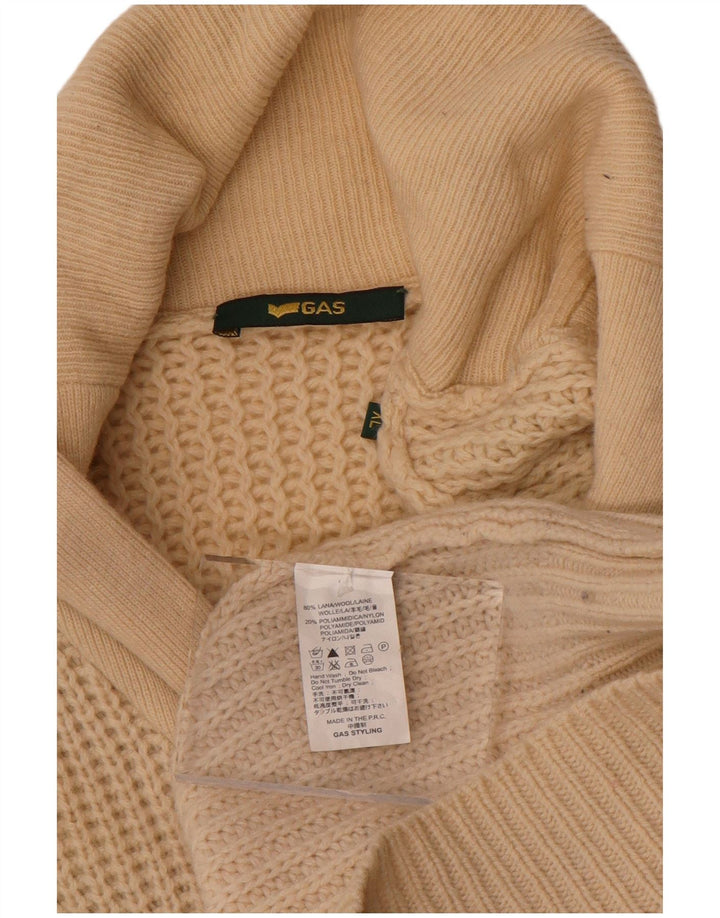 Gas Herre Cardigan Sweater XL Beige Uld