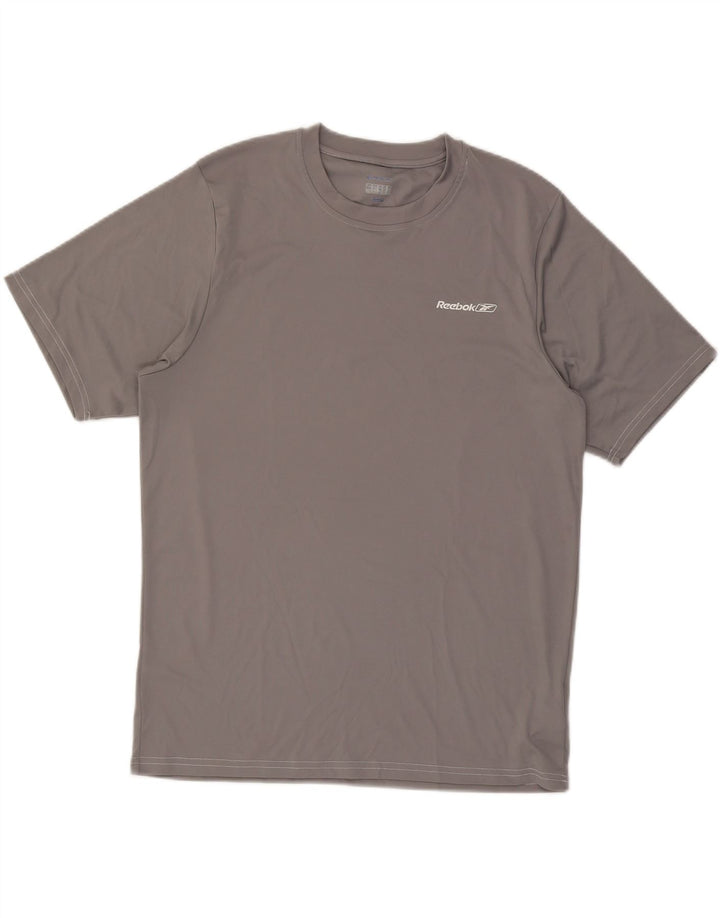 REEBOK Mens T-Shirt Top Large Grey Polyester Vintage Reebok and Second-Hand Reebok from Messina Hembry 
