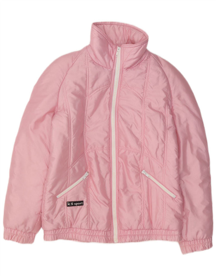 Vintage Dame Standard Fit Polstret Jakke EU 40 Medium Pink Polyamid