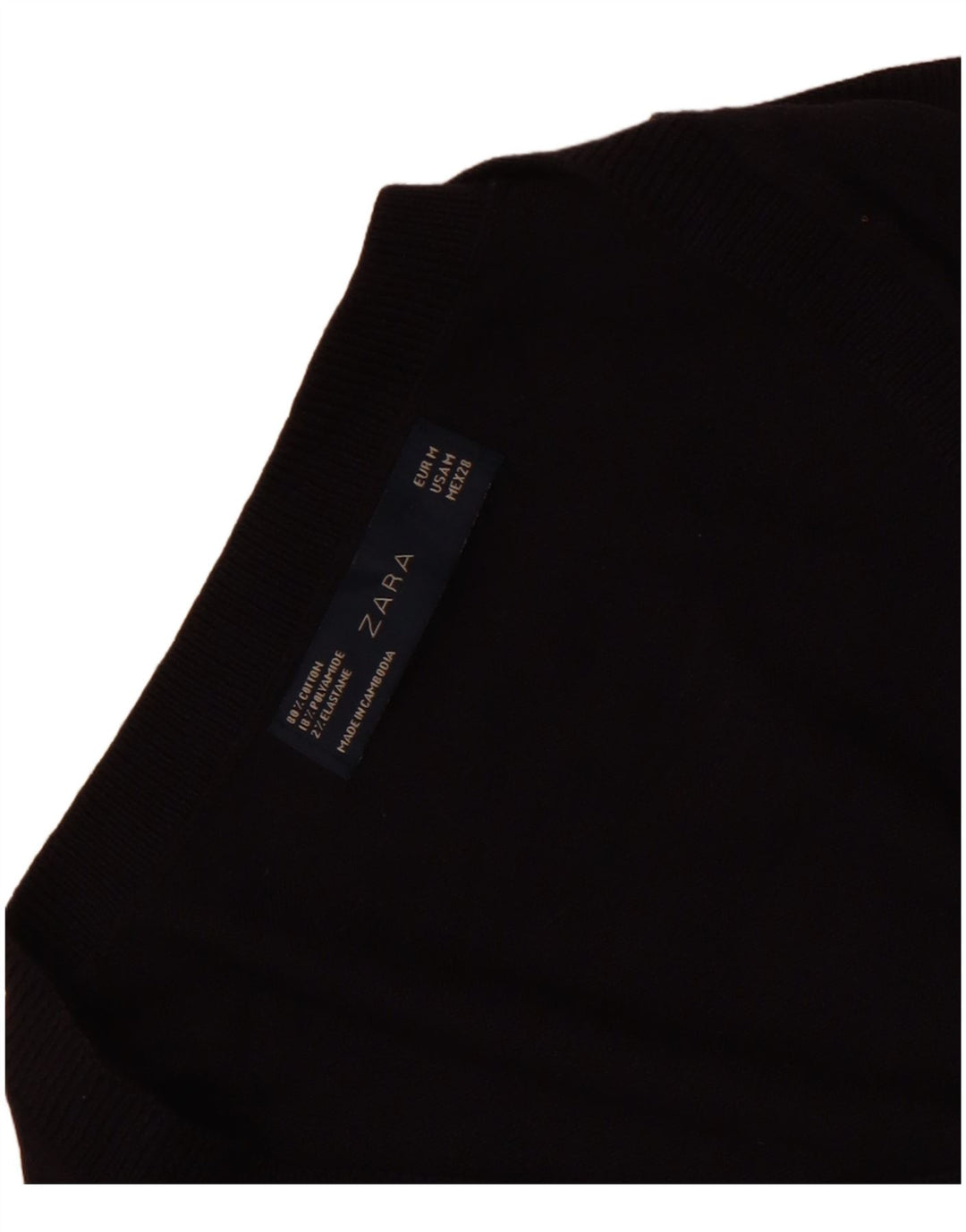 Zara Dame Vest Tank Top UK 12 Medium Navy Blue Bomuld