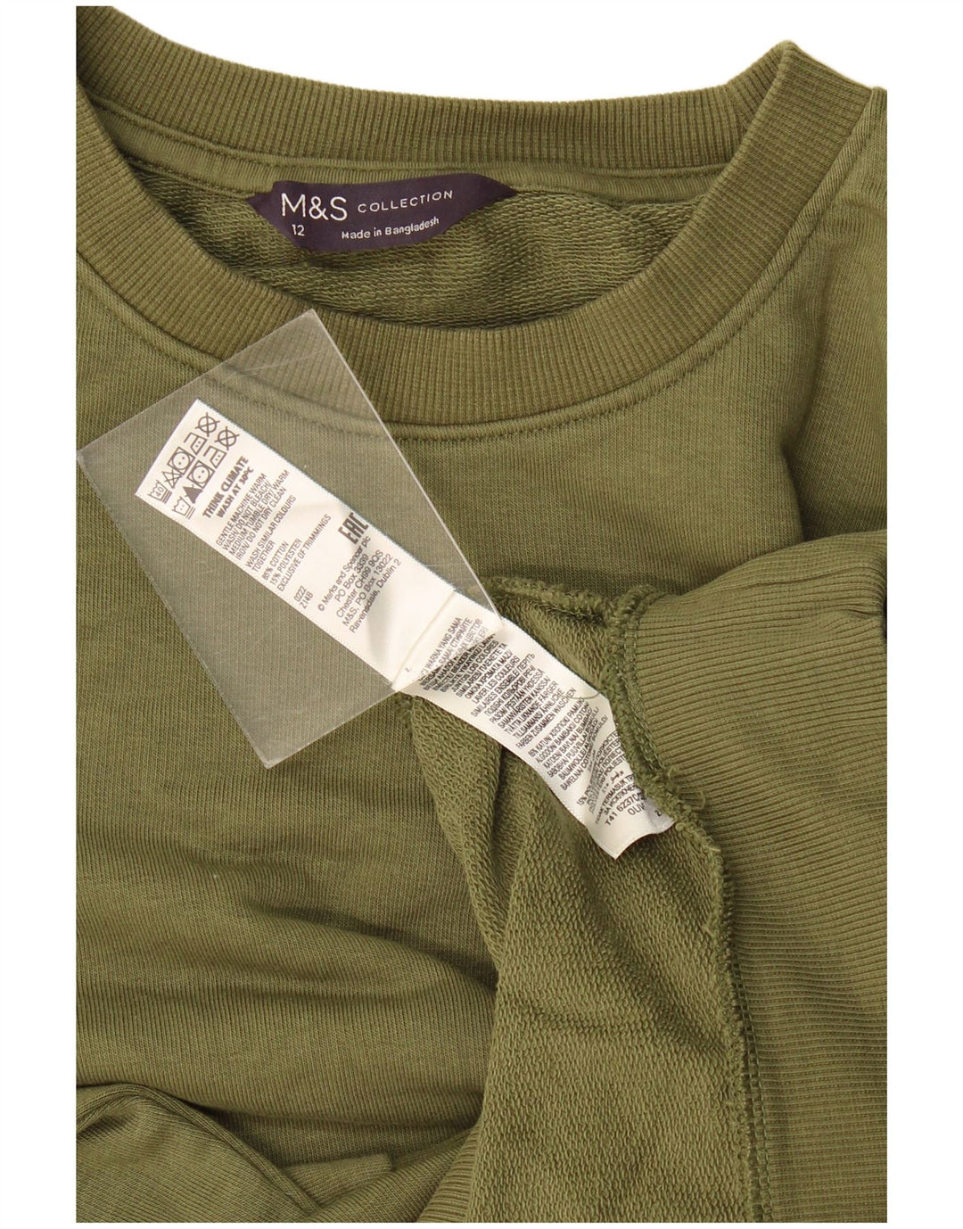 Marks & Spencer Dame Sweatshirt Jumper UK 12 Medium Khaki Bomuld