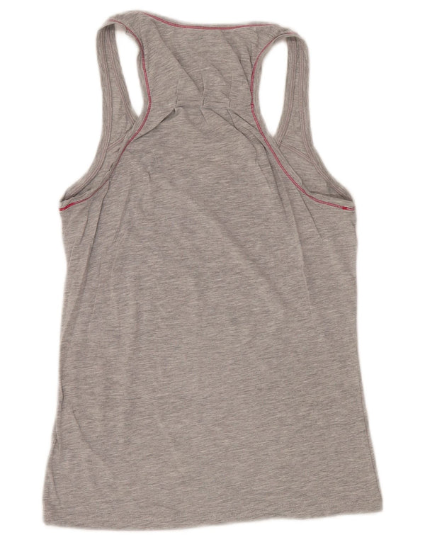 Adidas Dame Grafisk Vest Top UK 12 Medium Grey Flecked