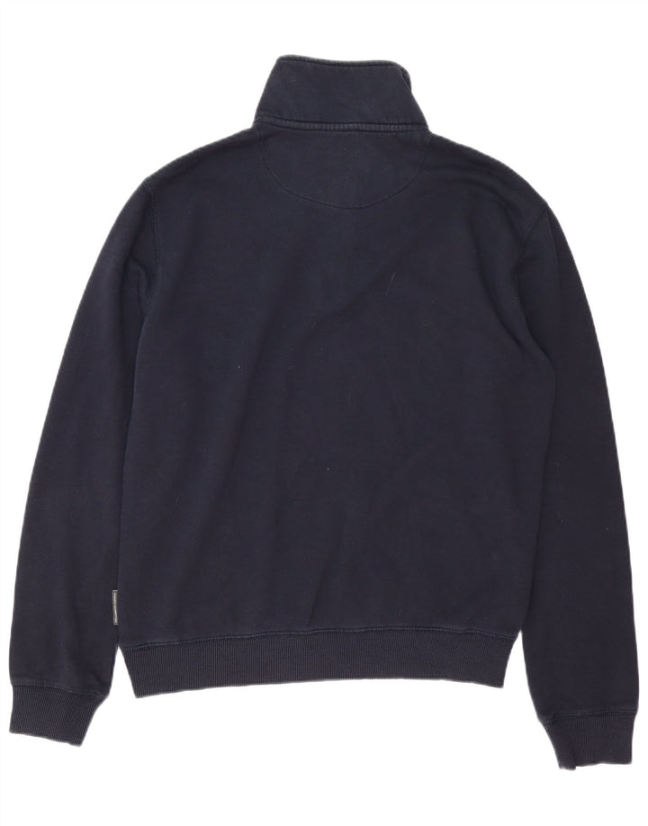 FRANSK FORBINDELSE Herre Zip Neck Sweatshirt Jumper Medium Navy Blue Bomuld