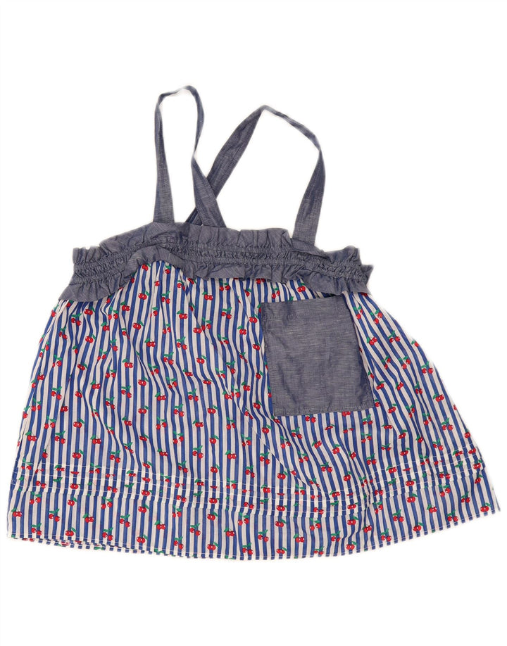 Benetton Dame Crop Cami Top UK 14 Mellem blå stribet bomuld