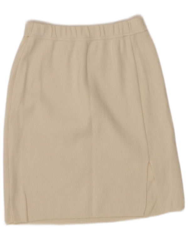 VINTAGE lige nederdel til kvinder UK 6 XS W24 Off White Bomuld