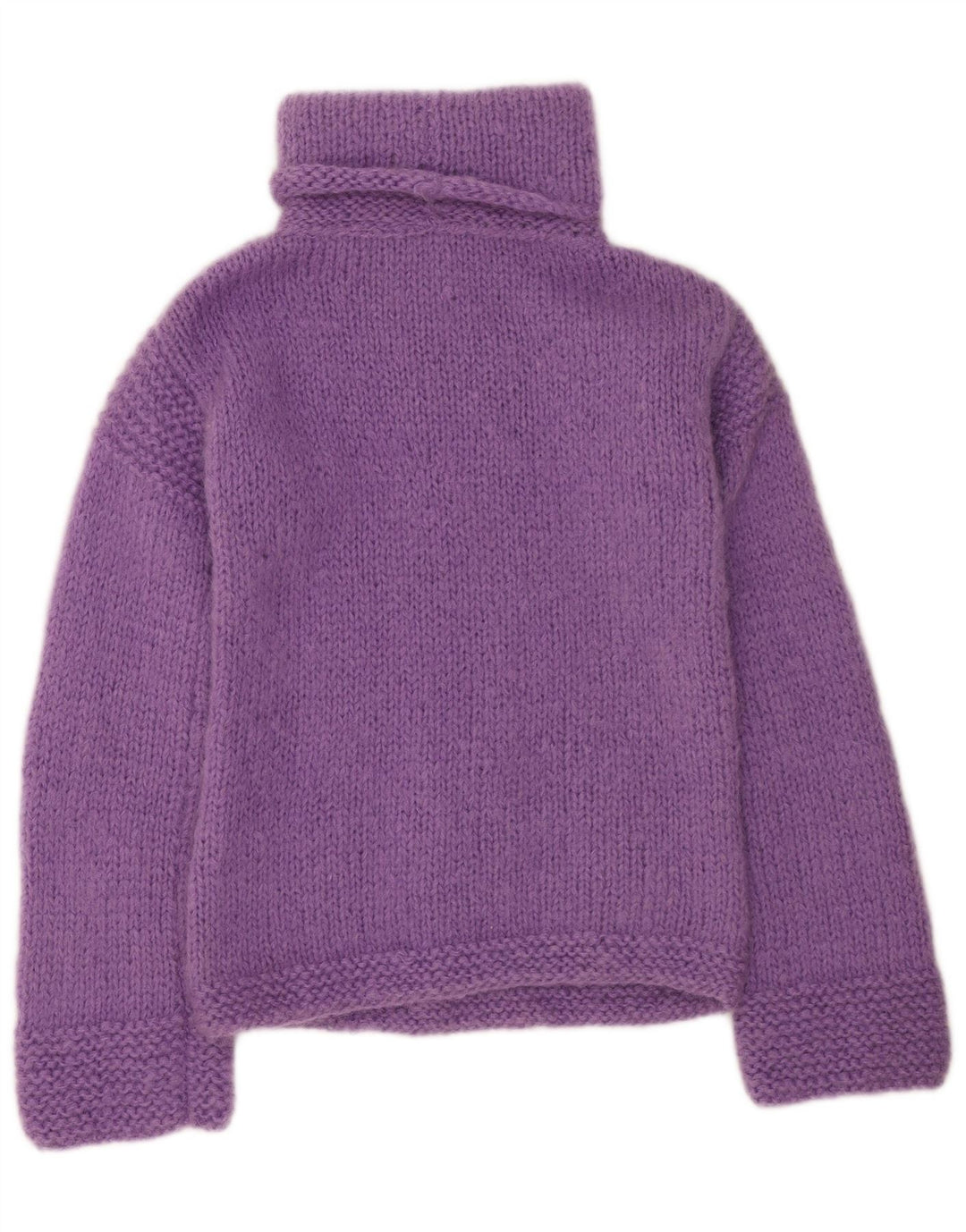 Vintage Dame Roll Neck Jumper Sweater UK 12 Medium Lilla Uld