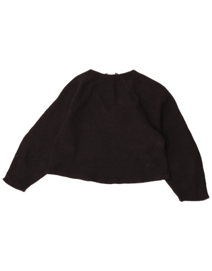 Zara Womens Crop 3/4-ærmet bluse Top UK 12 Medium Black Wool