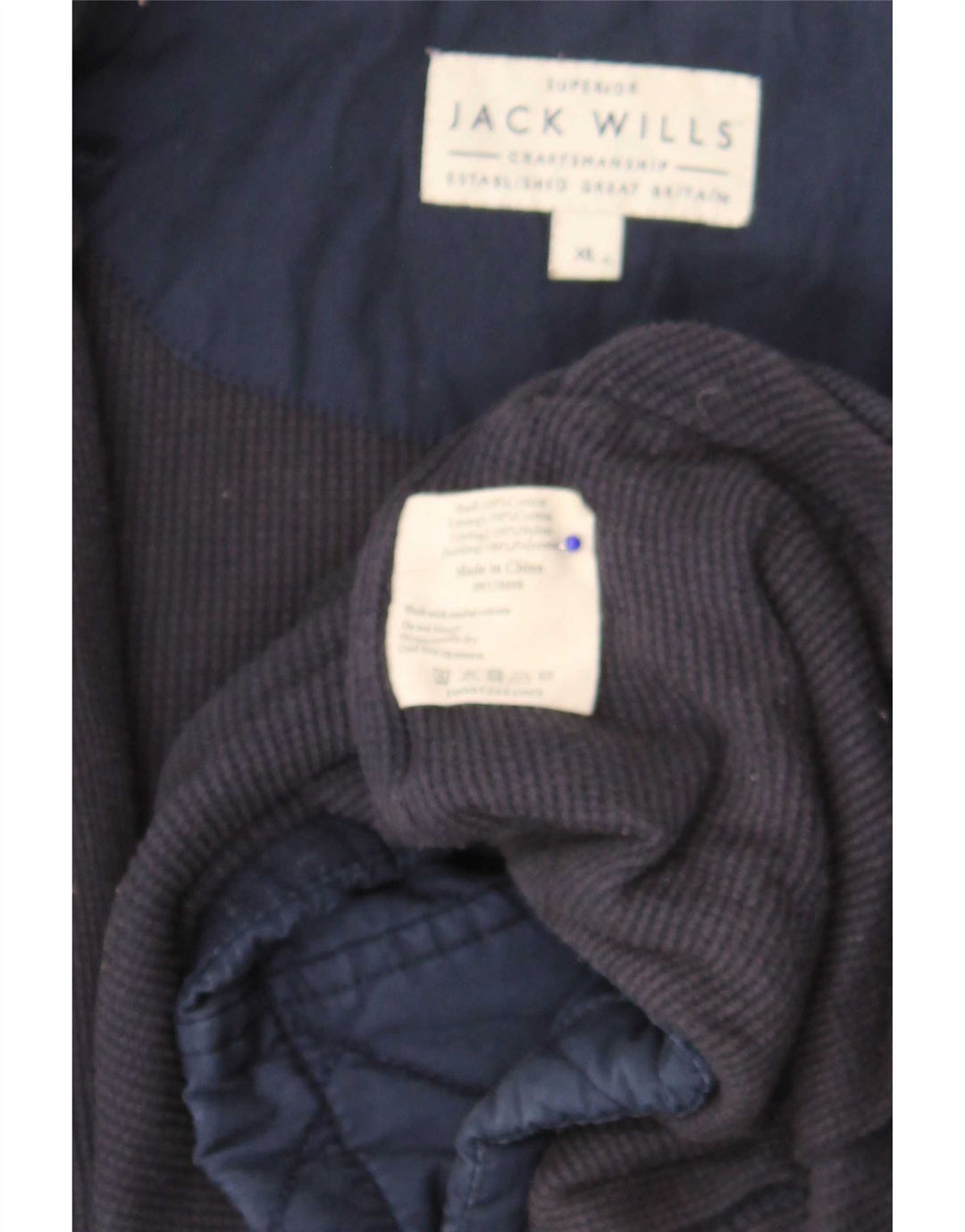 Jack Wills Herre quiltet jakke UK 42 XL marineblå bomuld