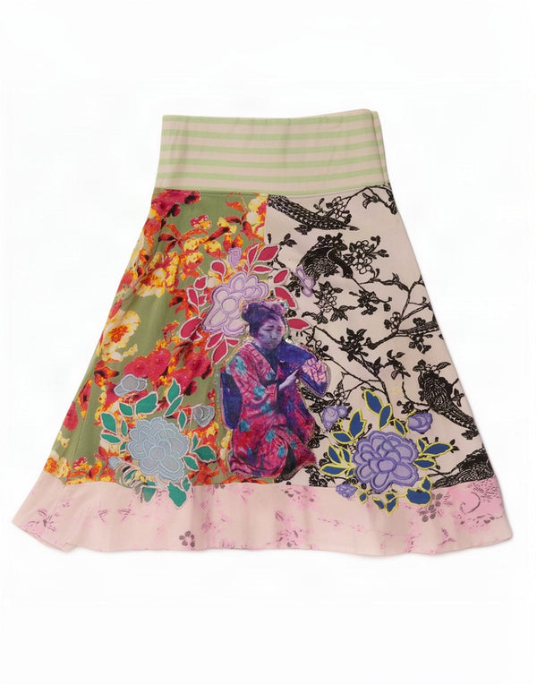 Desigual Kvinder grafisk A-line nederdel XS W26 Flerfarvet blomstret bomuld