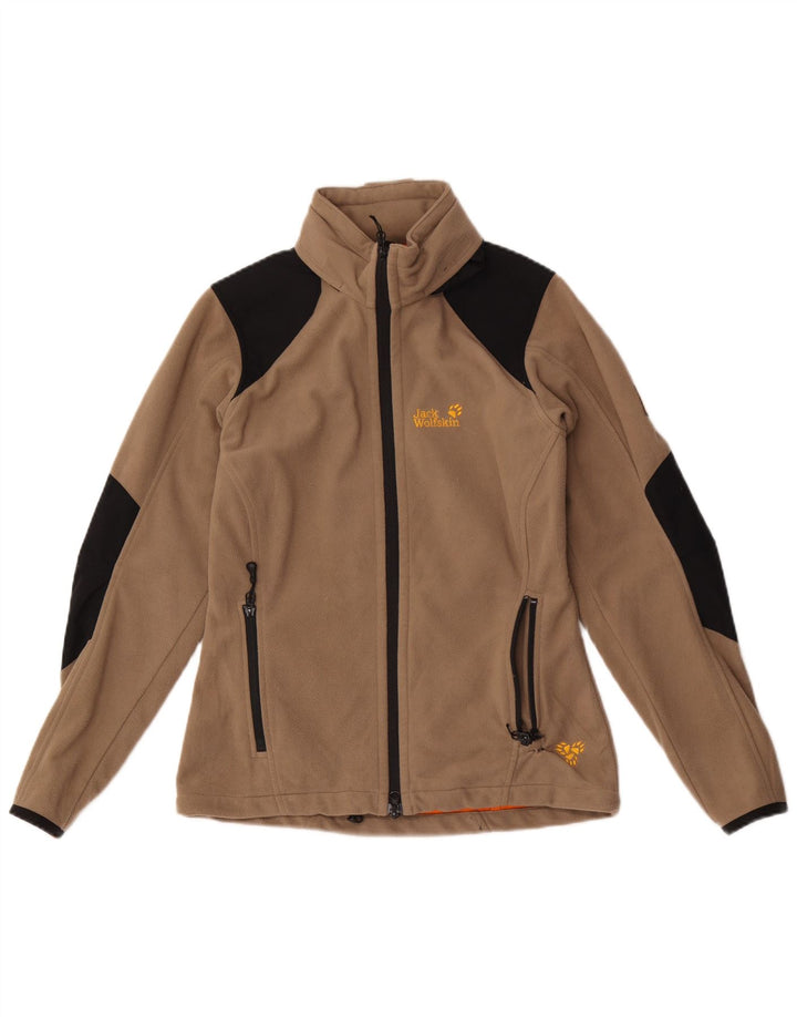 JACK WOLFSKIN Fleecejakke til kvinder UK 10 Small Brown Colourblock Polyester