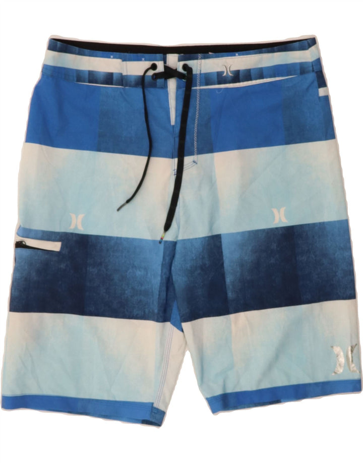 HURLEY Mens Swimming Shorts Medium  Blue Striped Polyester Vintage Hurley and Second-Hand Hurley from Messina Hembry 