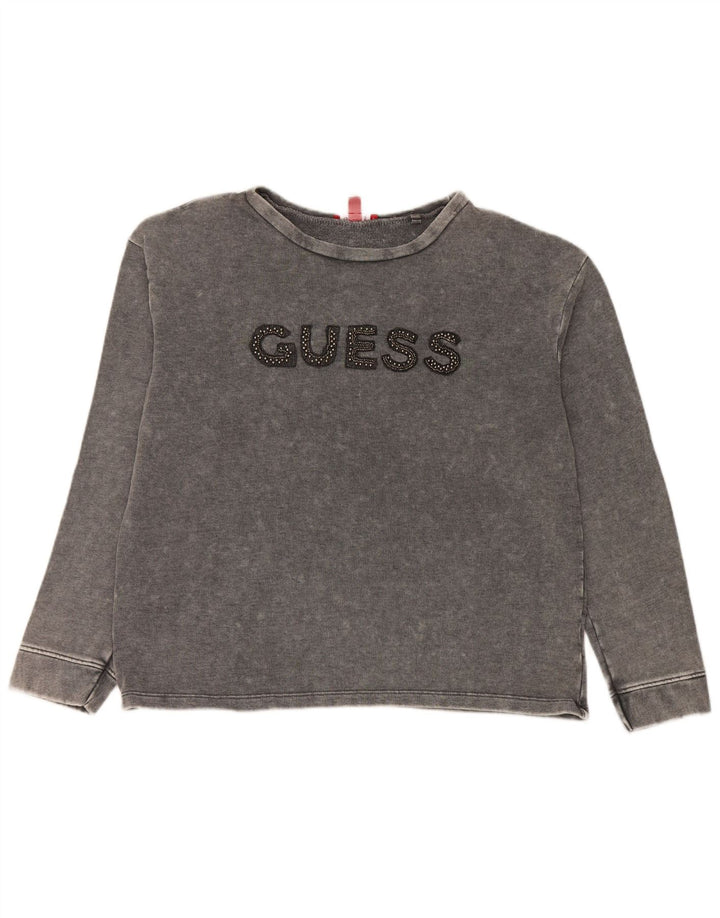 Guess Graphic Sweatshirt Jumper UK 16 Stor Grå Bomuld