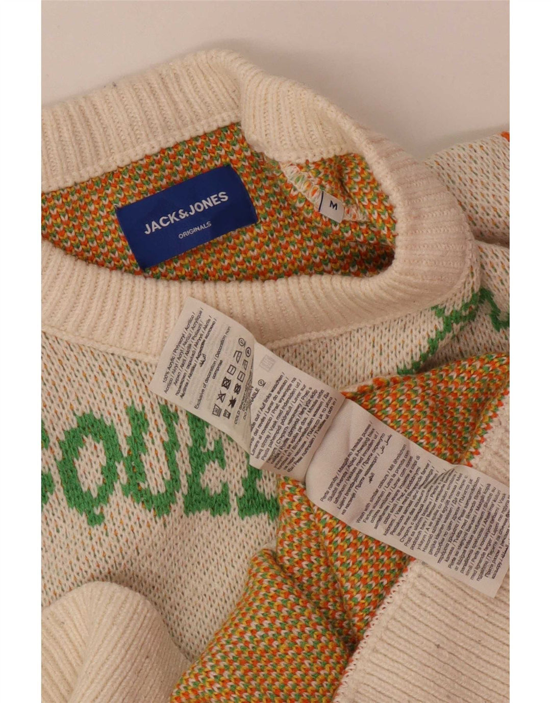 Jack & Jones Herre grafisk rund hals sweater mellem hvid akryl