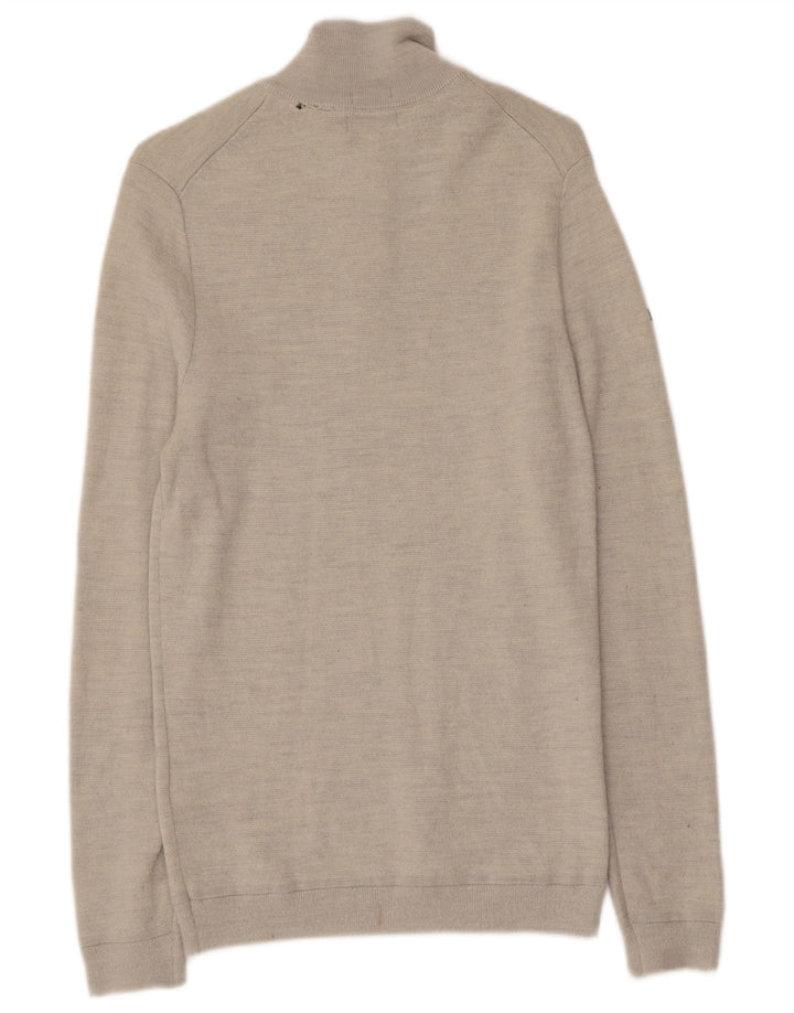 SUPERDRY sweater med lynlås til mænd XS Grå uld
