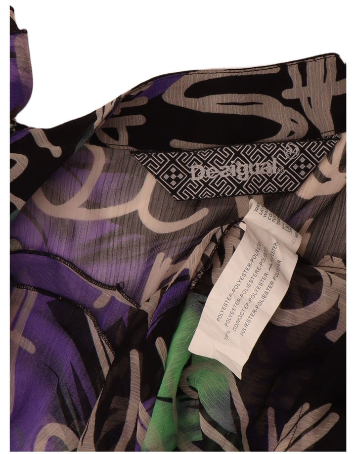 Desigual Dame grafisk skjorte bluse EU 44 XL flerfarvet polyester