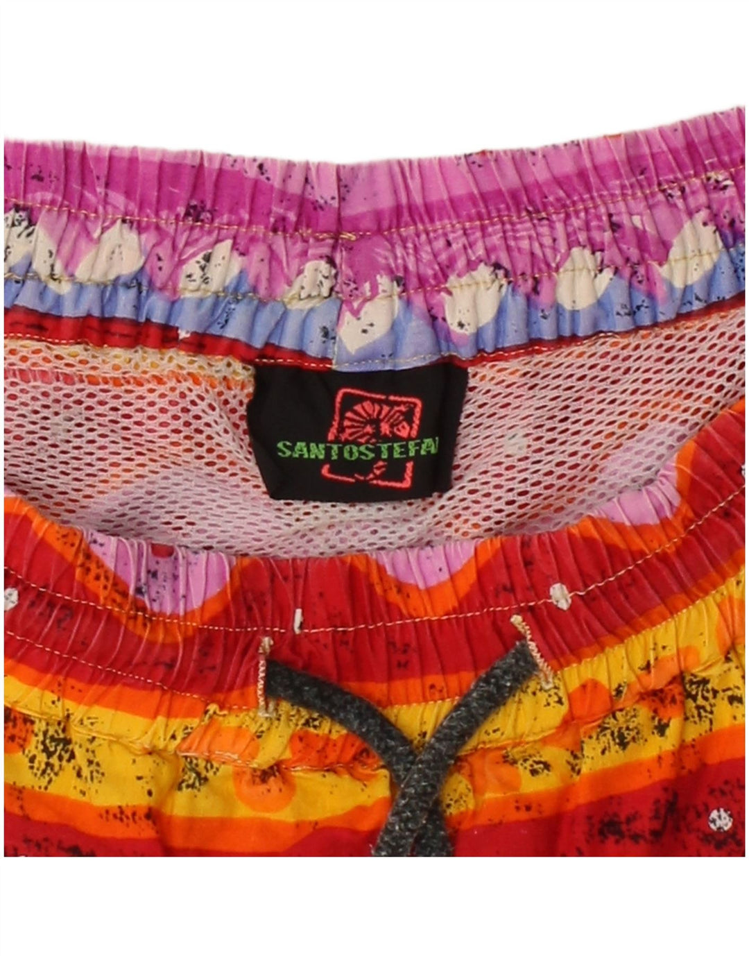 SANTOSTEFANO Mens Abstract Pattern Swimming Shorts Large Multicoloured
