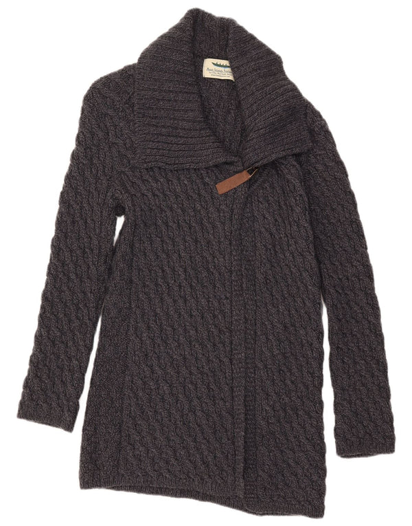 Aran Islands Knitwear Dame Longline Cardigan Sweater UK 10 Small Grey