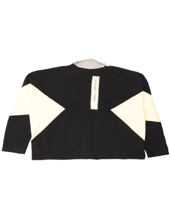 Zara Dame Oversized Bluse Top UK 10 Small Black Colourblock Bomuld