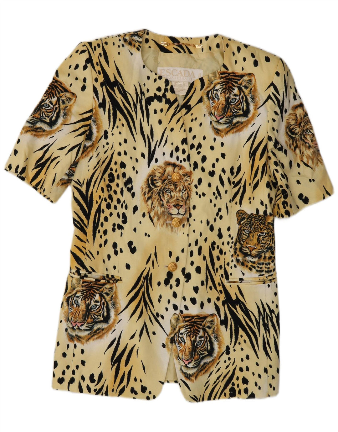 Escada kortærmet blazerjakke til kvinder EU 38 Medium Yellow Designer