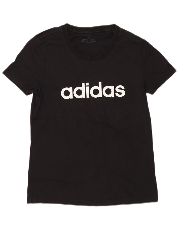 Adidas Womens Graphic T-Shirt Top UK 12/14 Medium Black Cotton