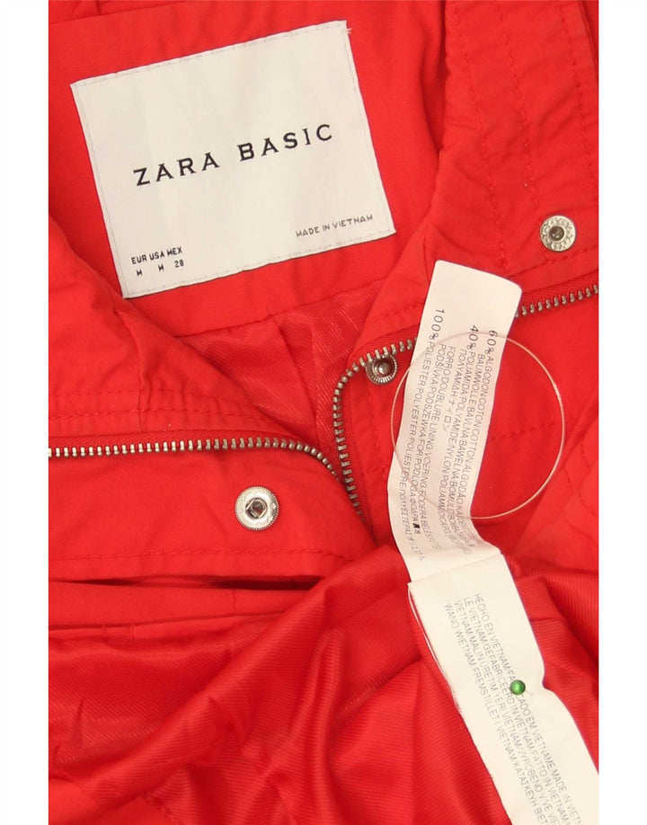 Zara Womens Military Utility Jacket UK 12 Medium Red Bomuld