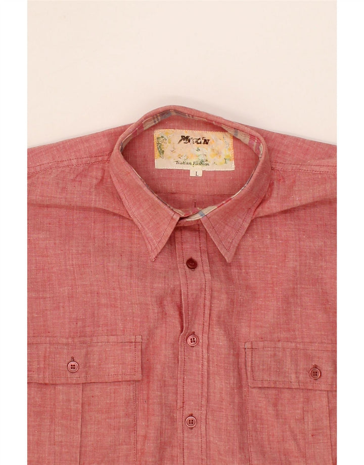 VINTAGE Mens Shirt Large Red Cotton Vintage Vintage and Second-Hand Vintage from Messina Hembry 