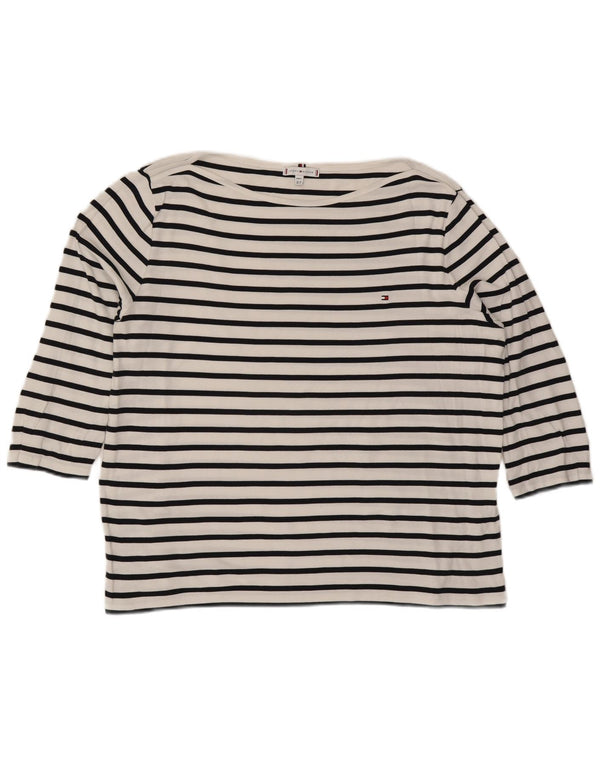 TOMMY HILFIGER dametop 3/4 ærmer UK 24 4XL hvidstribet bomuld
